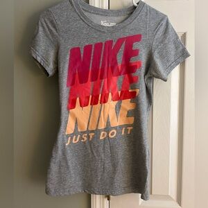 Nike Gray Tee with Bold Gradient Logo